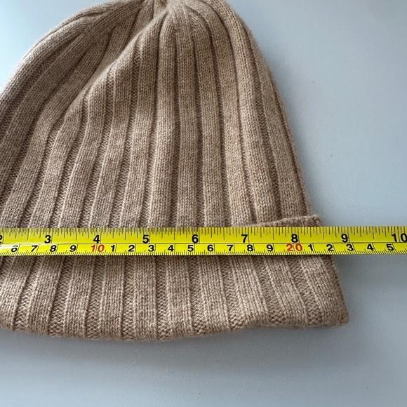 J. Crew Cashmere Tan Ribbed Beanie Hat